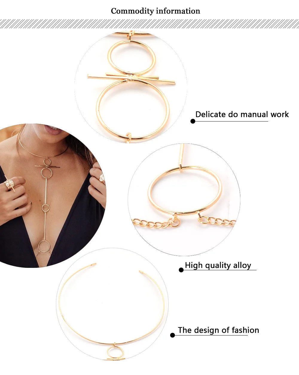 Gold necklaces with detailed design on a white background