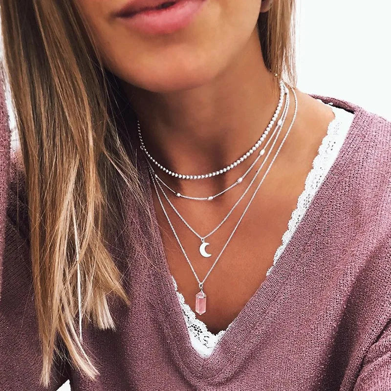 Horizon Layered Moon Necklace Set