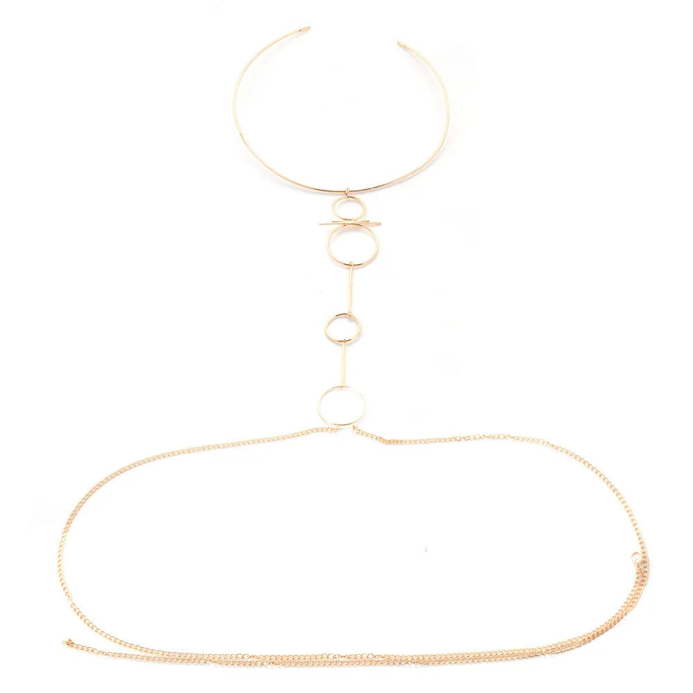 Gold necklace on a white background