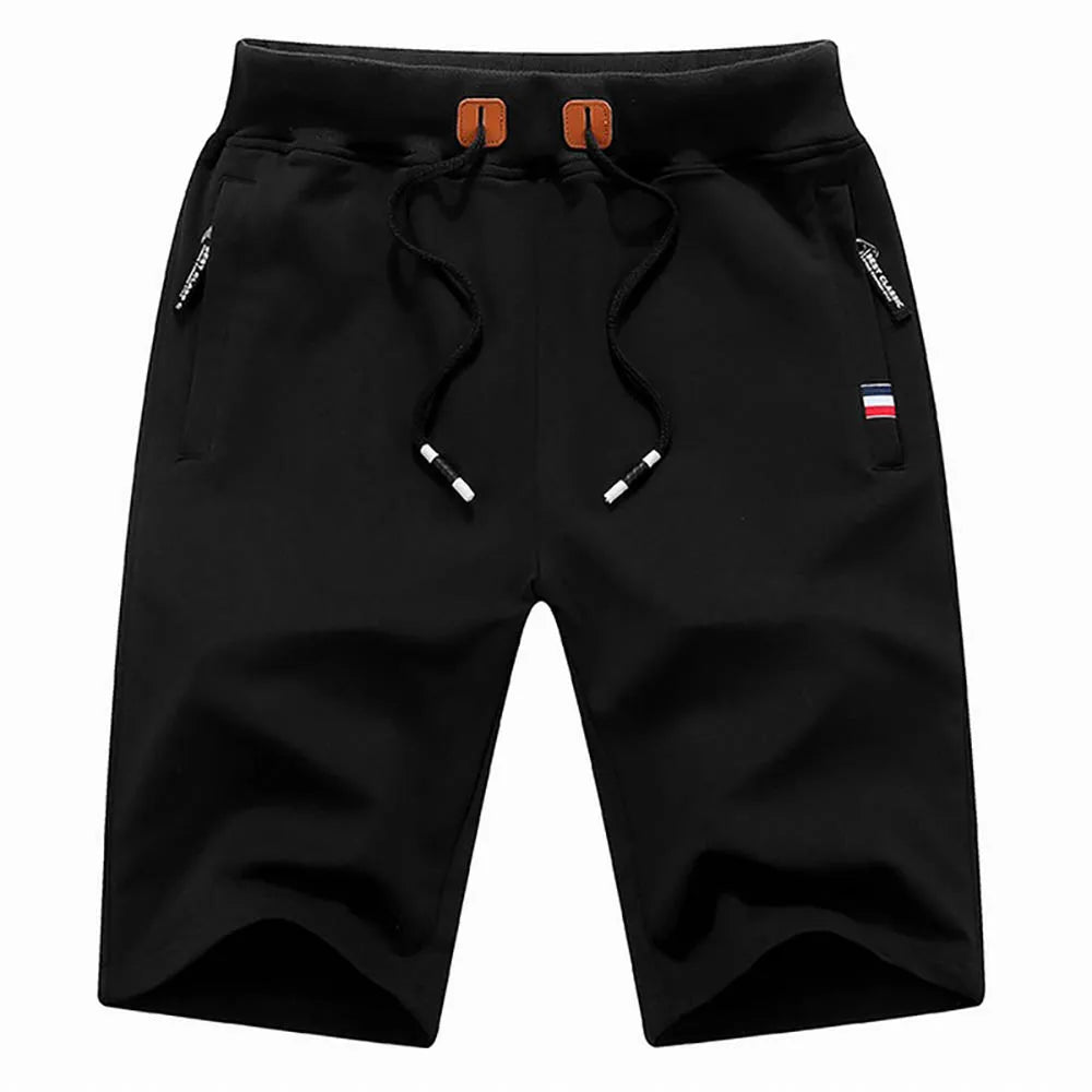 Classic black men's cotton lounge shorts with a relaxed silhouette and comfortable elastic waist by Echo & Air.