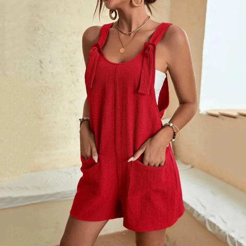 Coastal Tie-Shoulder Wide Leg Romper