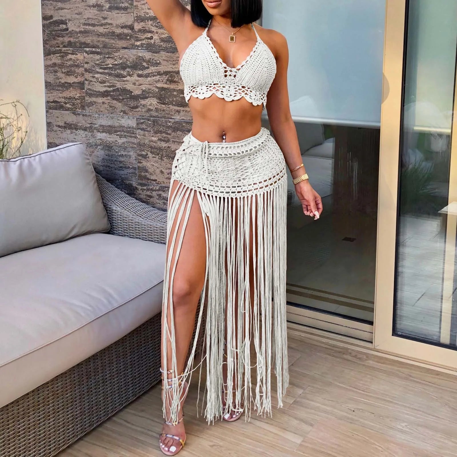 Isla High-Waist Maxi Skirt Two-Piece Bikini Cover-Up