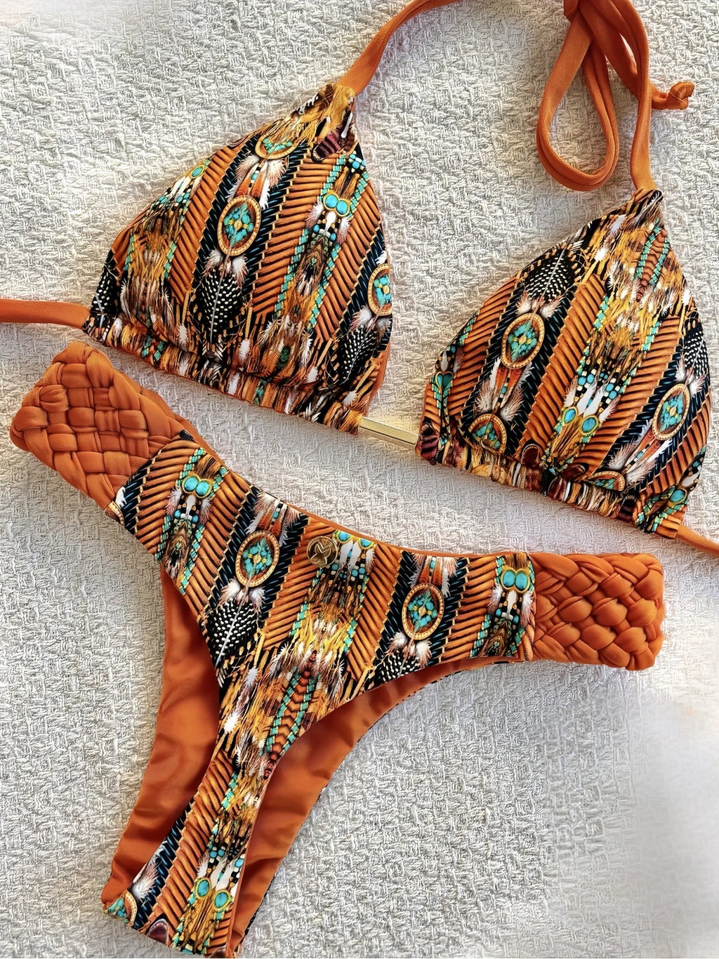 Desert Sun Halter Bikini – High-Cut Two Piece