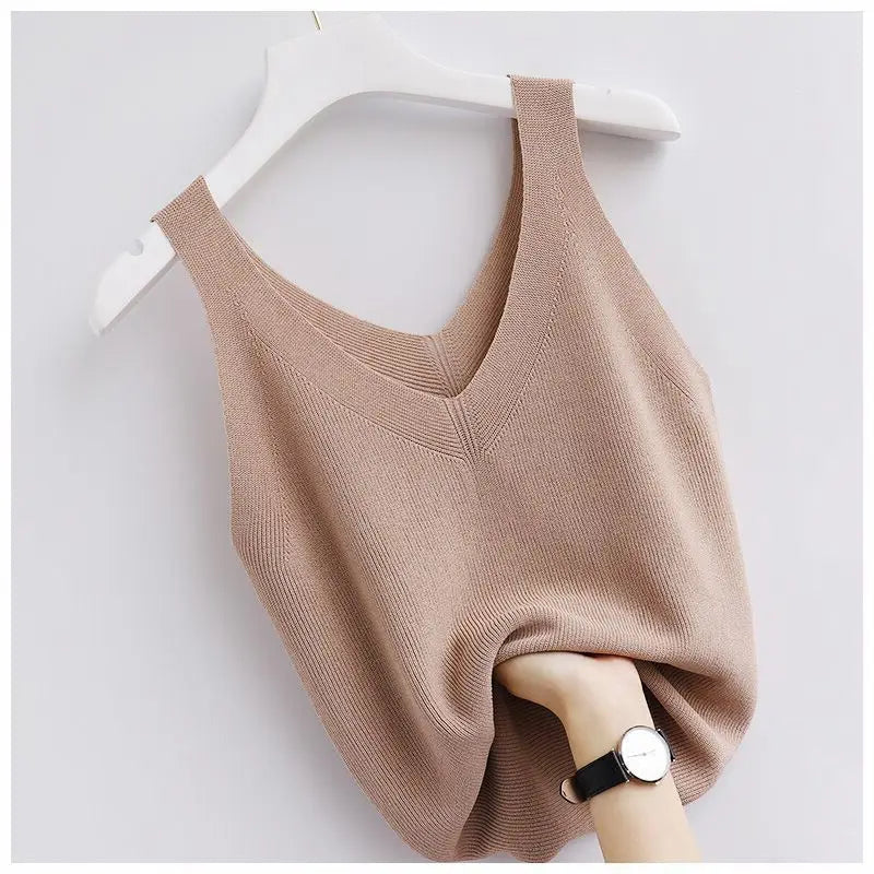 Willow V-Neck Knit Tank – Vintage Boho Summer Top