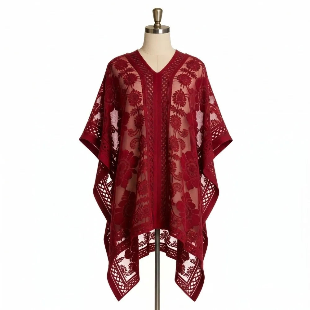 Free-Spirited Lace Mesh Shawl & Boho Swim Cover-Up