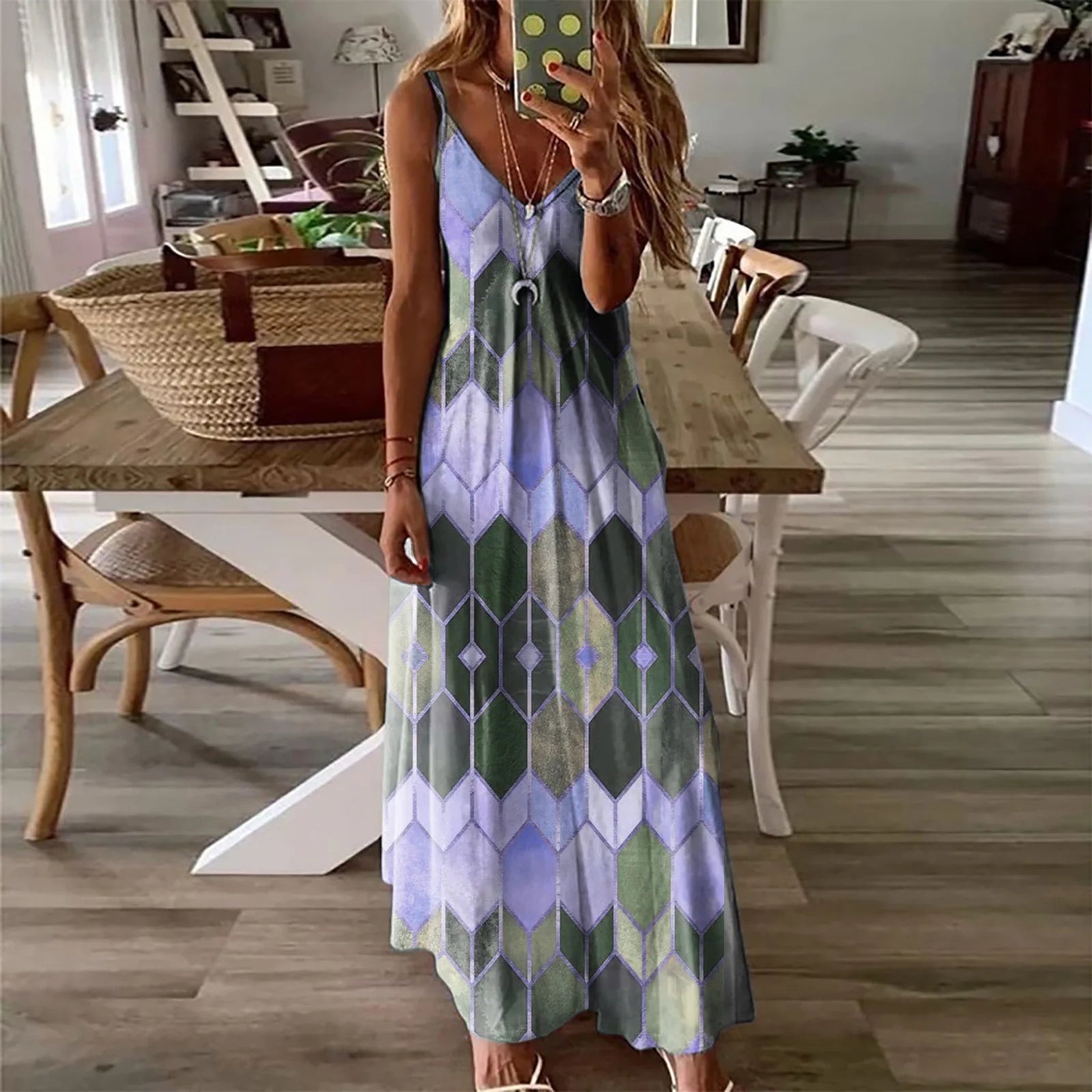 Seraphina Floral Open-Back Maxi Dress – Sunset Multi