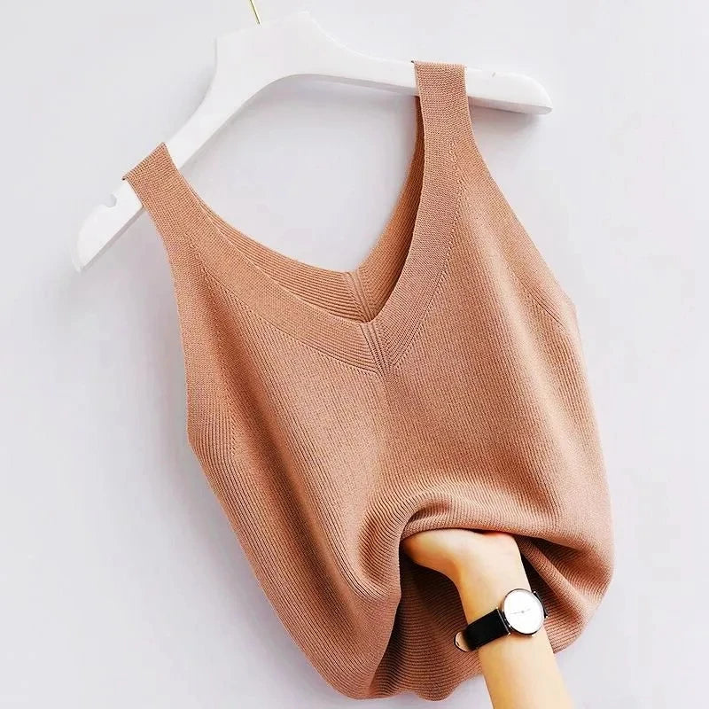 Willow V-Neck Knit Tank – Vintage Boho Summer Top
