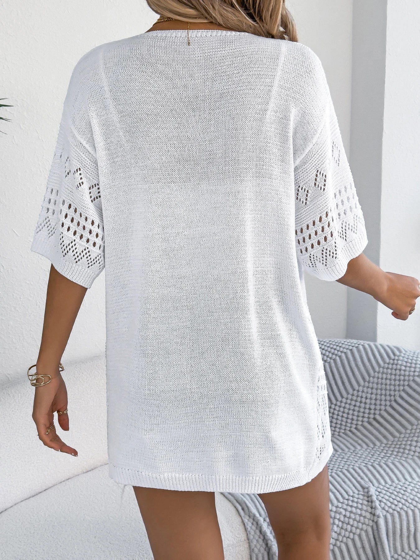 Isla Open-Work Crochet Cardigan – Lightweight Knit Duster
