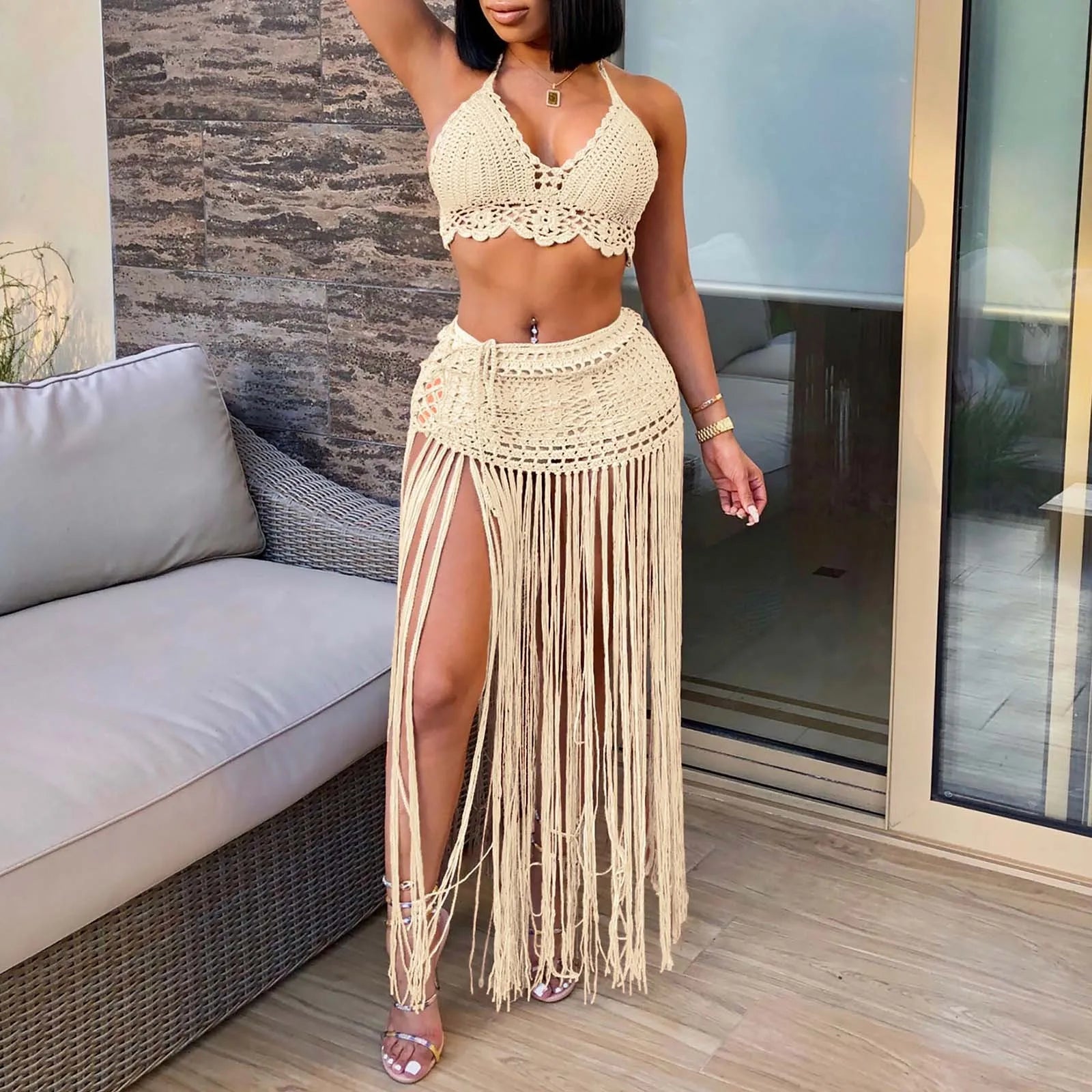 Isla High-Waist Maxi Skirt Two-Piece Bikini Cover-Up