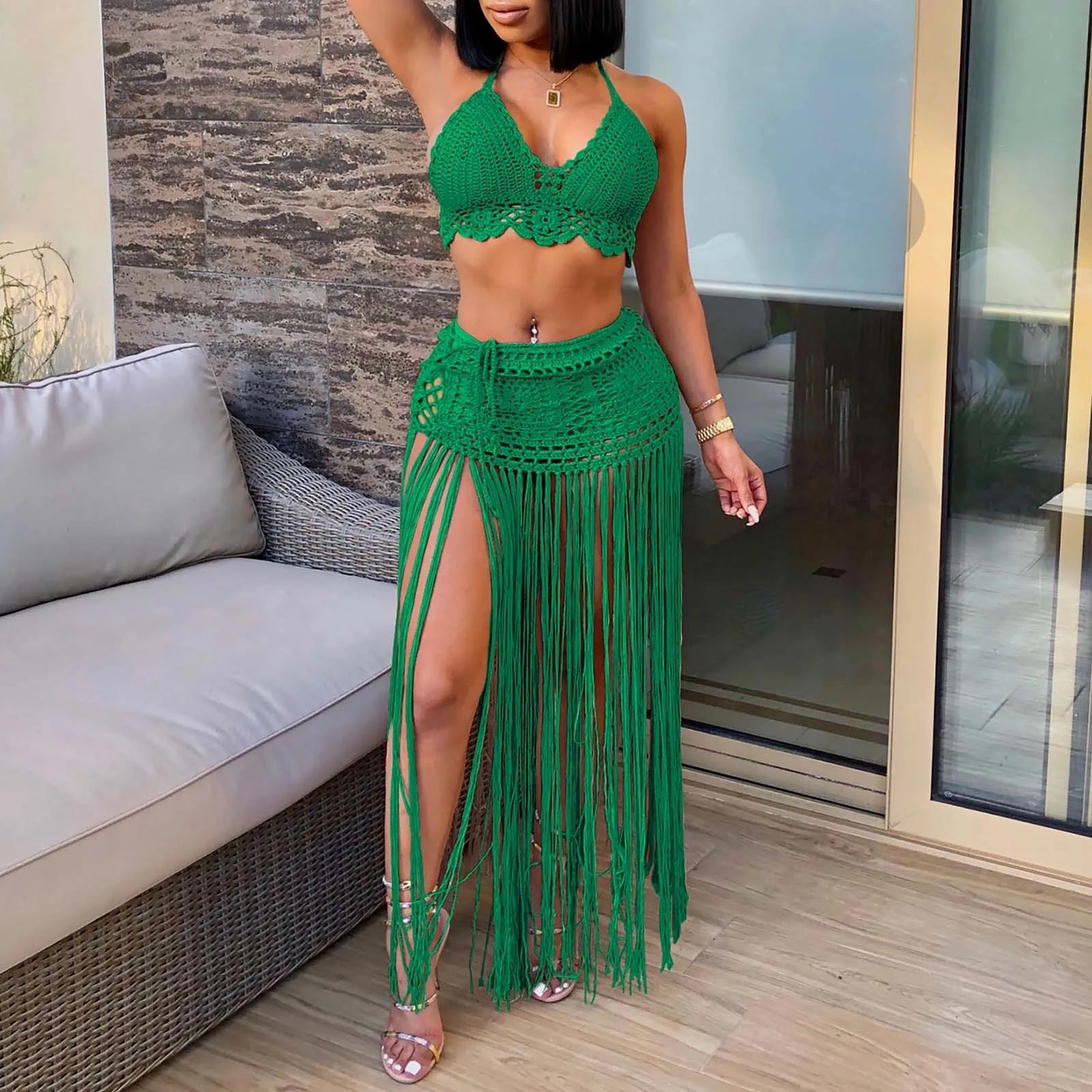 Isla High-Waist Maxi Skirt Two-Piece Bikini Cover-Up