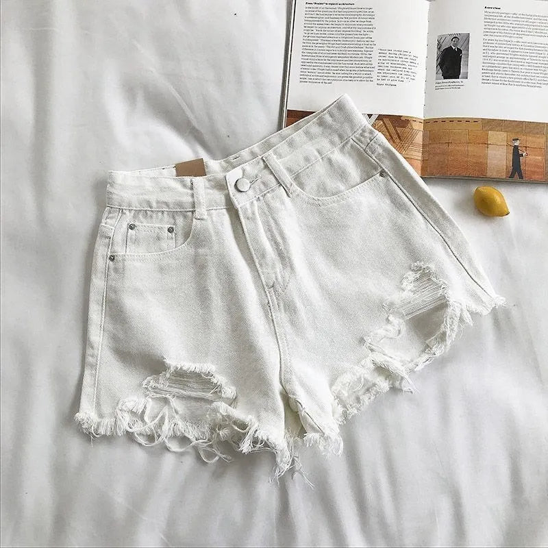 Siren High-Waist Ripped Denim Shorts – Vintage Distressed Jean Shorts