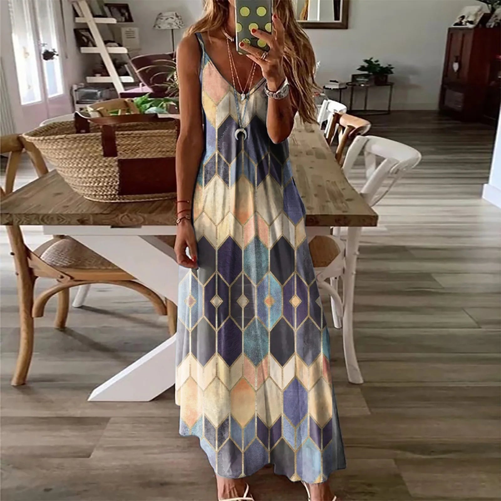 Seraphina Floral Open-Back Maxi Dress – Sunset Multi