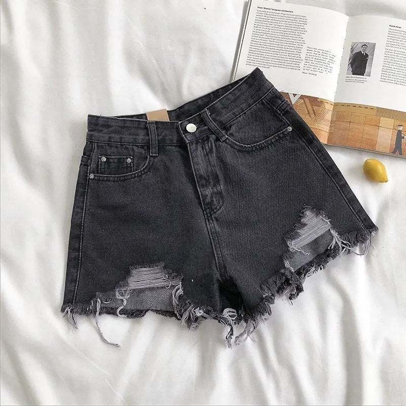 Siren High-Waist Ripped Denim Shorts – Vintage Distressed Jean Shorts