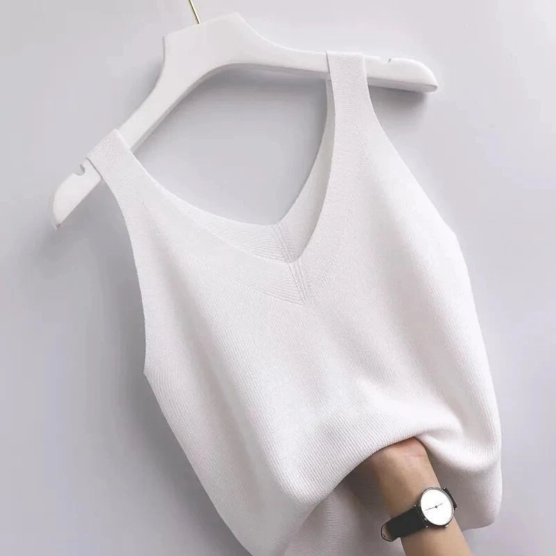 Willow V-Neck Knit Tank – Vintage Boho Summer Top