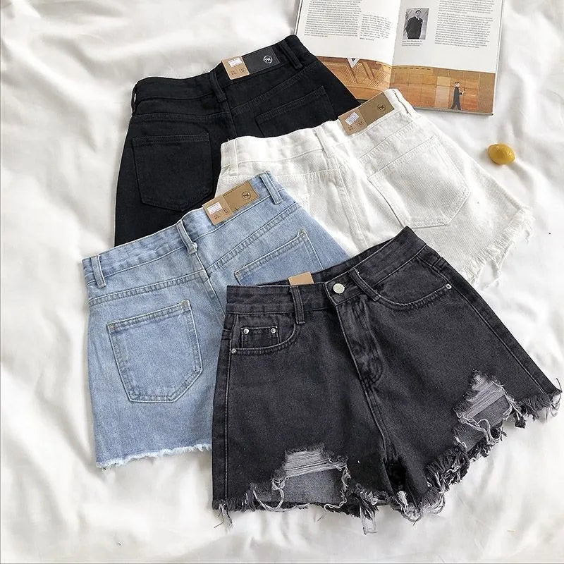 Siren High-Waist Ripped Denim Shorts – Vintage Distressed Jean Shorts