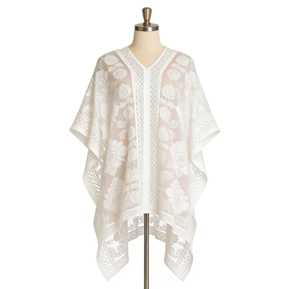 Free-Spirited Lace Mesh Shawl & Boho Swim Cover-Up