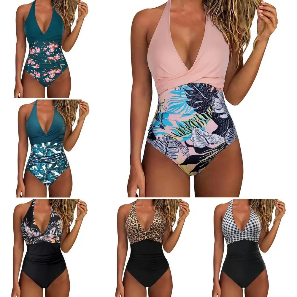 Seraphina Plunge One-Piece Swimsuit – High-Leg Tummy-Control Swimwear