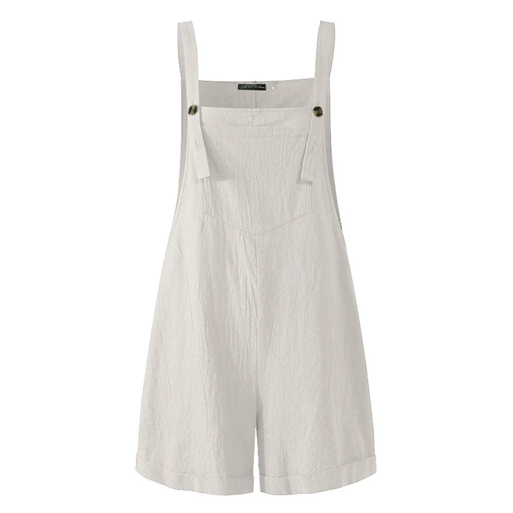 Coastal Buttoned Overall Romper
