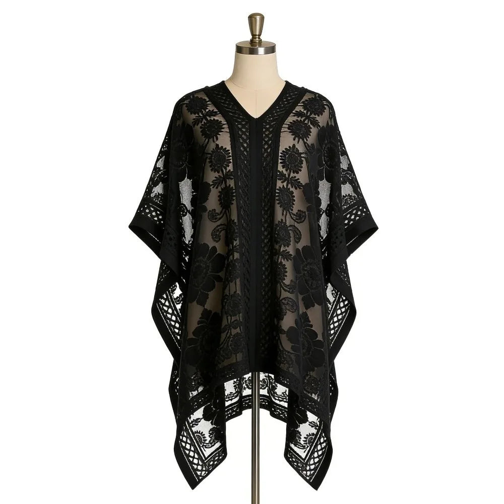 Free-Spirited Lace Mesh Shawl & Boho Swim Cover-Up