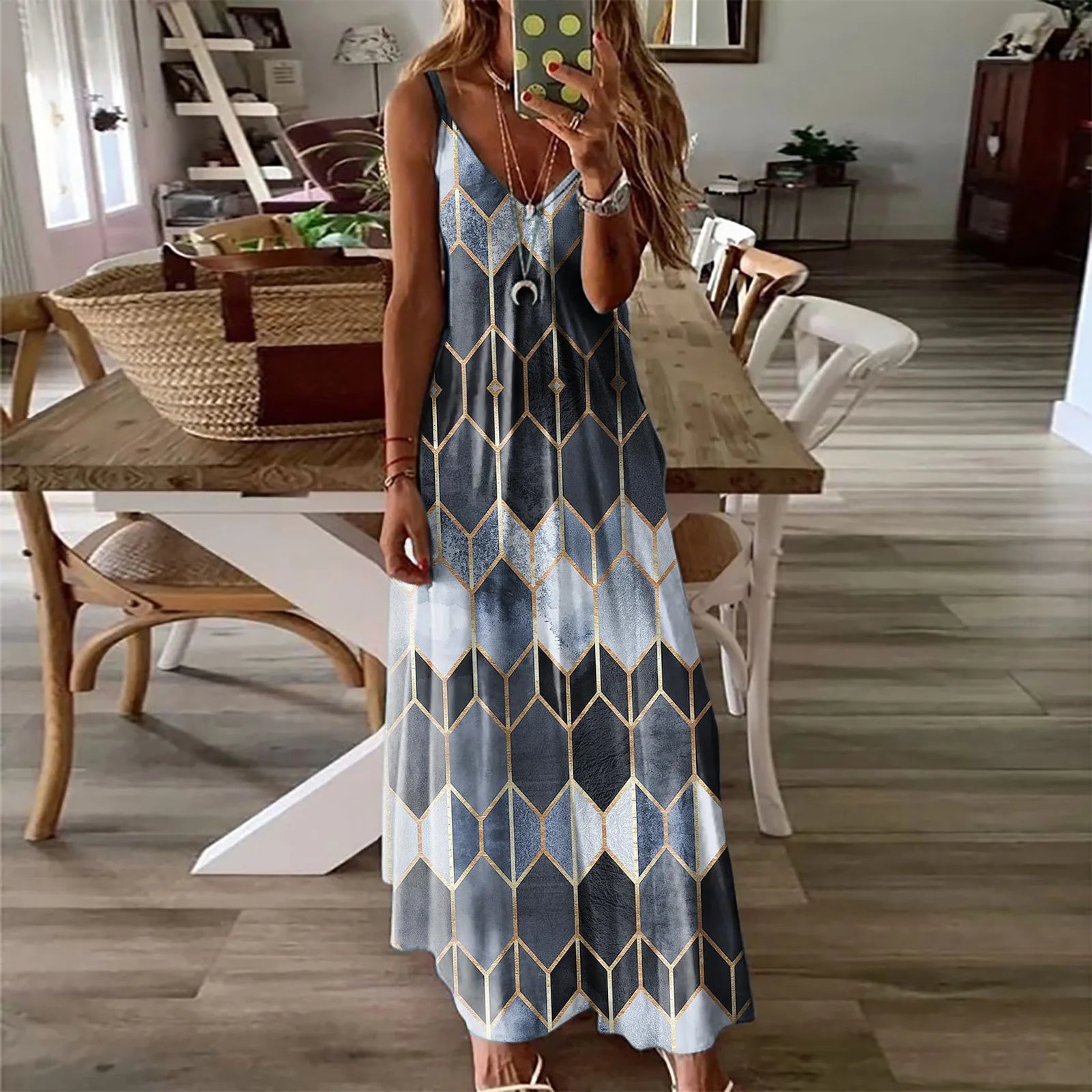 Seraphina Floral Open-Back Maxi Dress – Sunset Multi