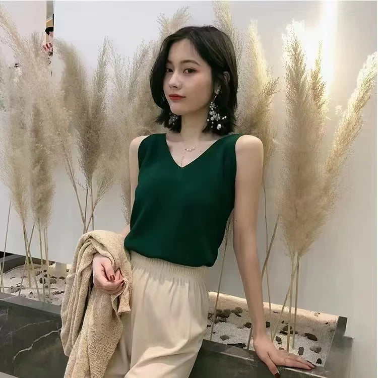 Willow V-Neck Knit Tank – Vintage Boho Summer Top