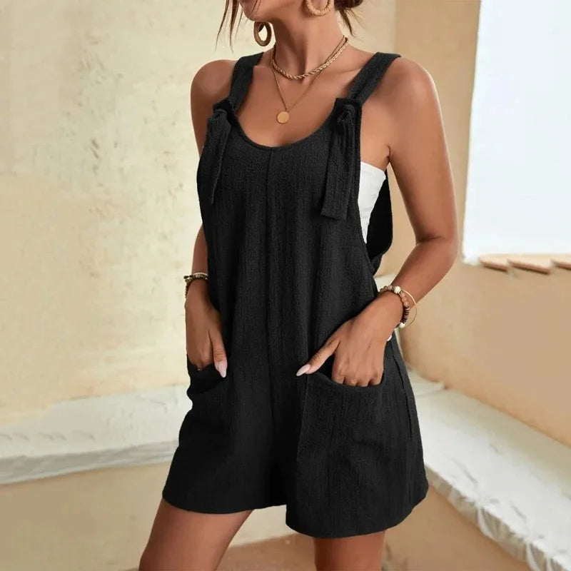 Coastal Tie-Shoulder Wide Leg Romper