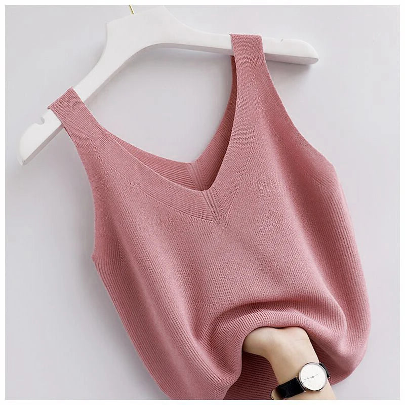 Willow V-Neck Knit Tank – Vintage Boho Summer Top