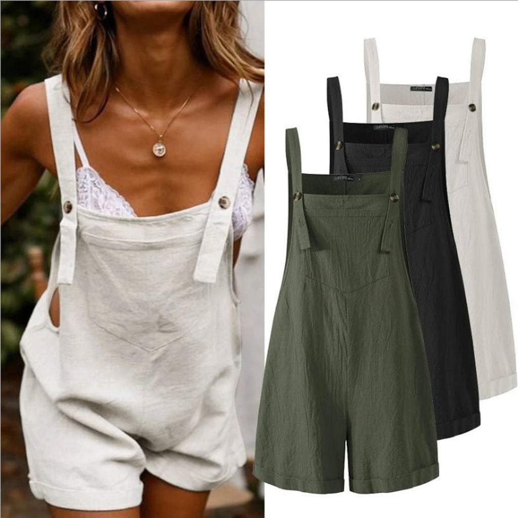 Coastal Buttoned Overall Romper