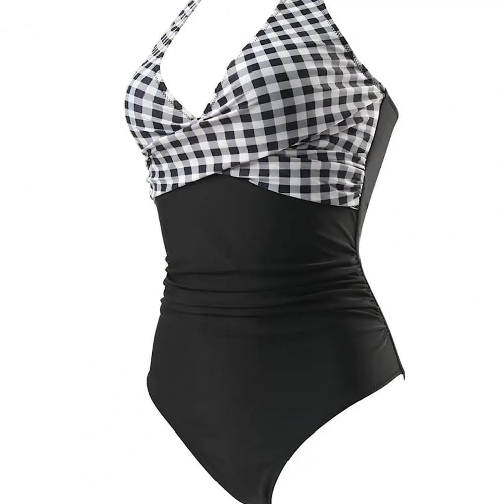 Seraphina Plunge One-Piece Swimsuit – High-Leg Tummy-Control Swimwear