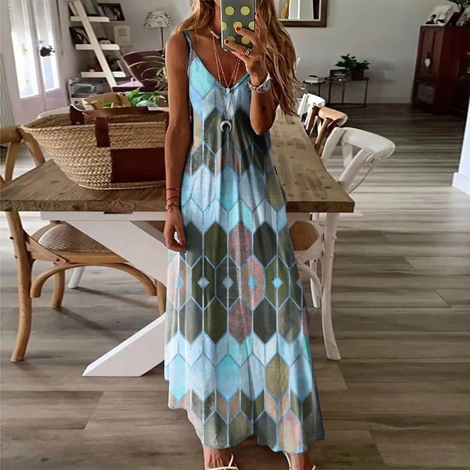 Seraphina Floral Open-Back Maxi Dress – Sunset Multi