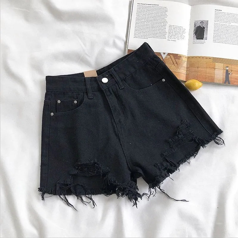 Siren High-Waist Ripped Denim Shorts – Vintage Distressed Jean Shorts