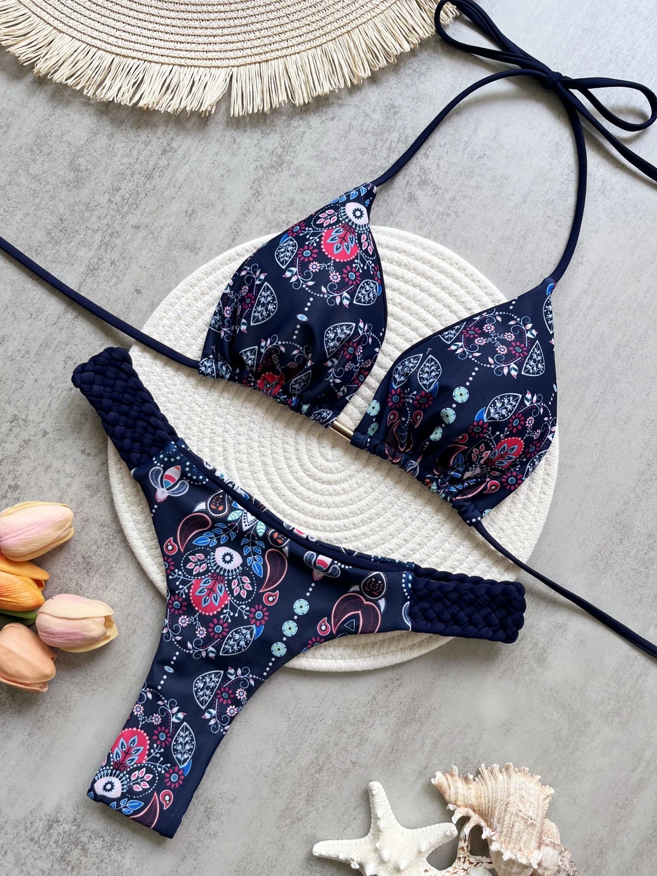 Desert Sun Halter Bikini – High-Cut Two Piece