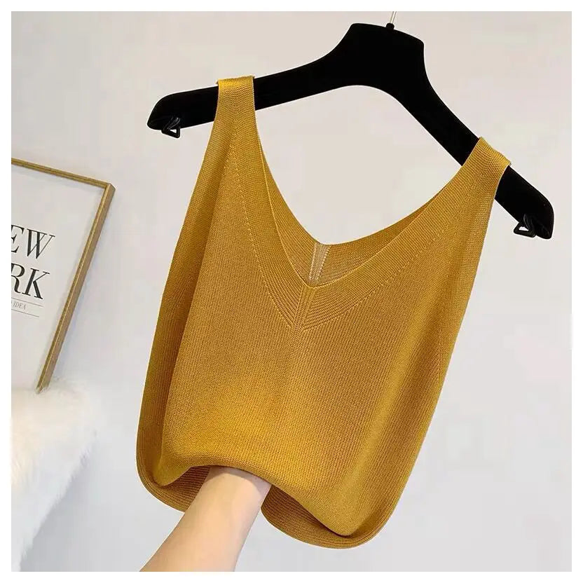 Willow V-Neck Knit Tank – Vintage Boho Summer Top