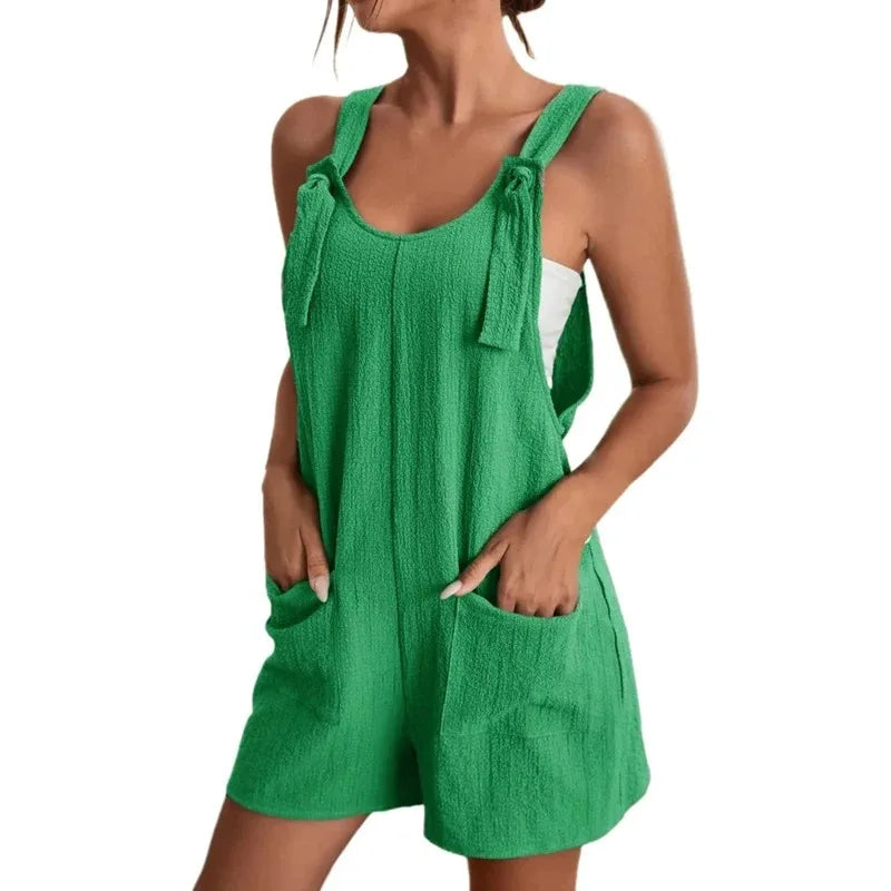 Coastal Tie-Shoulder Wide Leg Romper