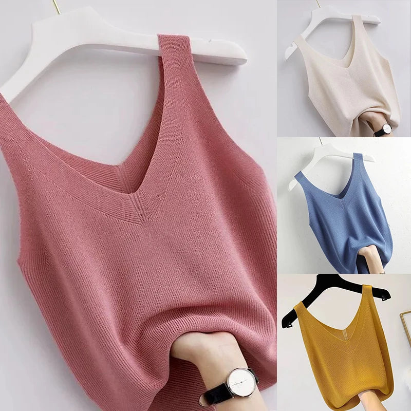 Willow V-Neck Knit Tank – Vintage Boho Summer Top