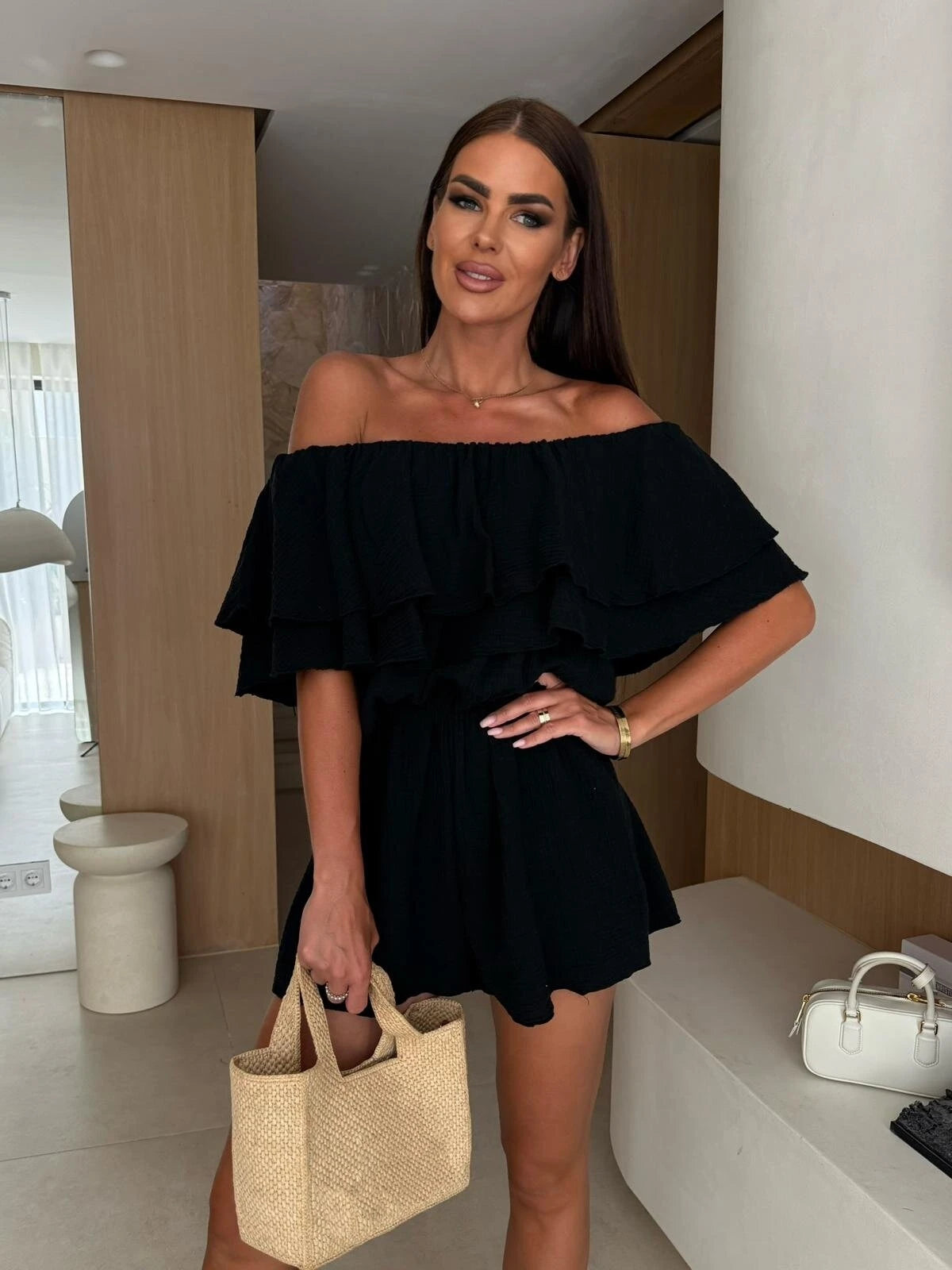 Sienna Off-Shoulder Ruffled Romper