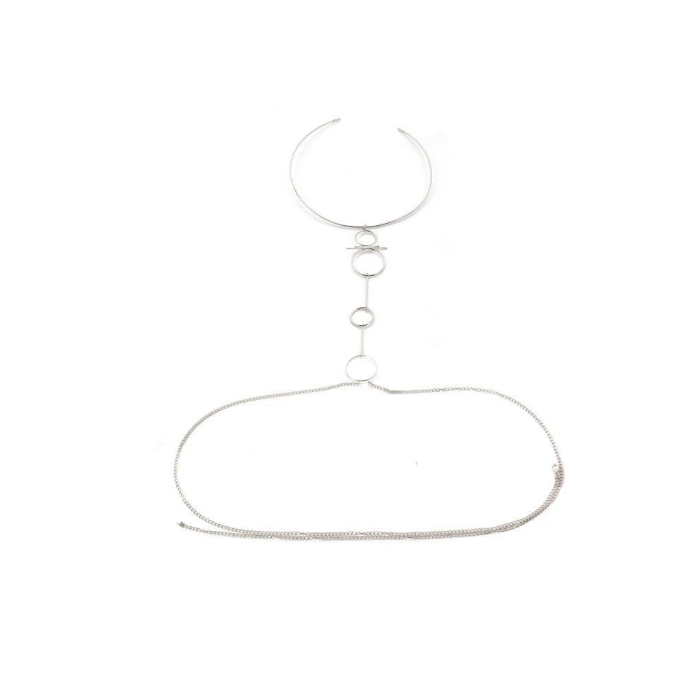 Silver necklace with a clasp on a white background