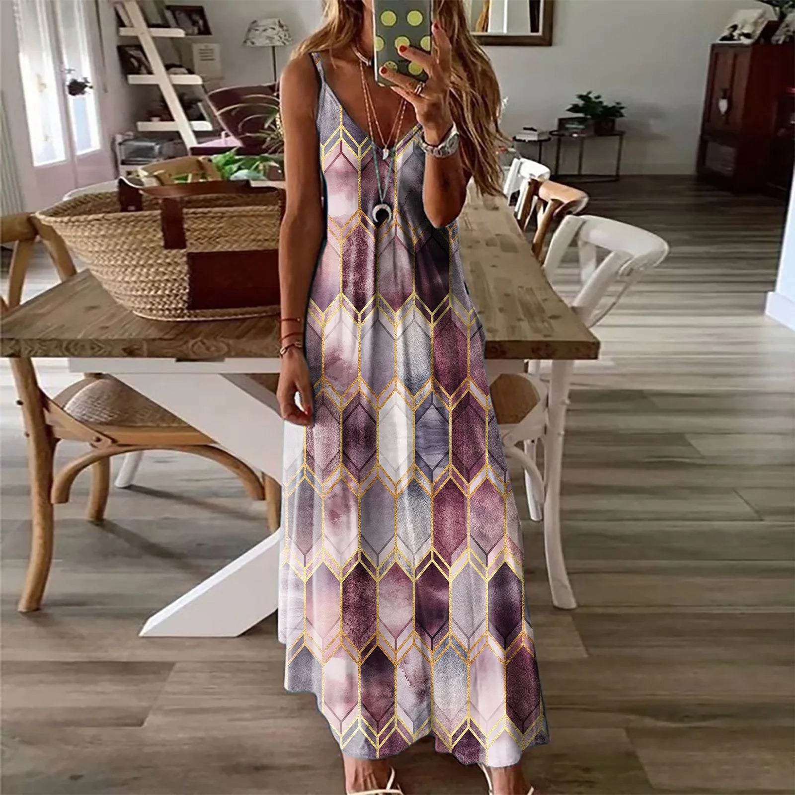 Seraphina Floral Open-Back Maxi Dress – Sunset Multi