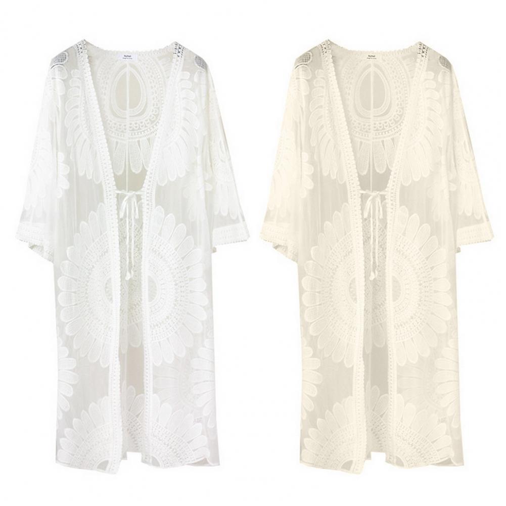 Floral Embroidery Beach Cardigan